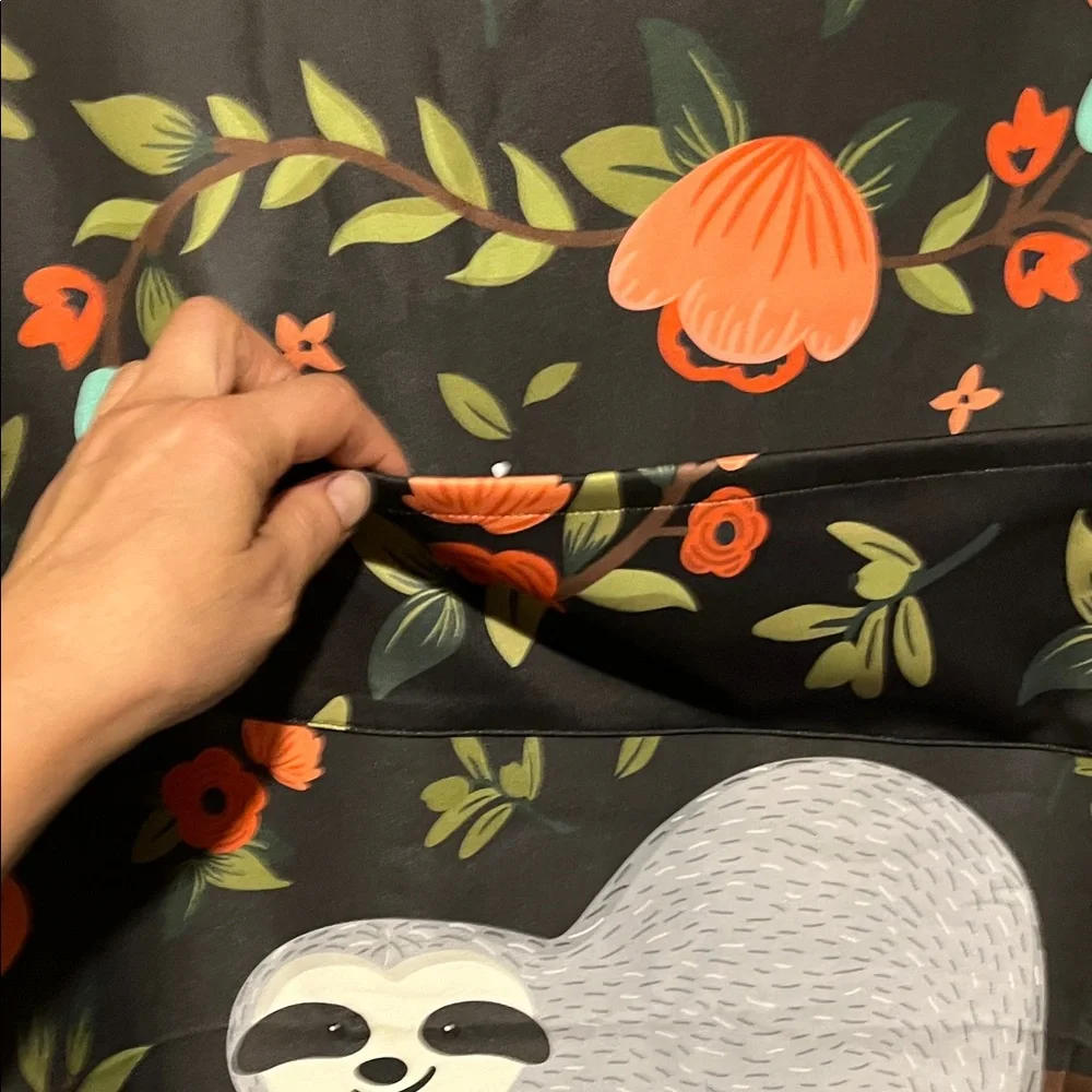 Floral Sloth Luggage Cover- Black